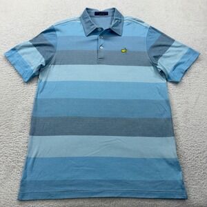 Clubhouse Collection Masters Golf Polo Shirt Mens Medium Blue Striped Made Italy
